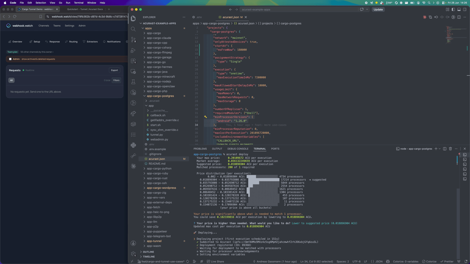 `acurast deploy` — accept the suggested fee