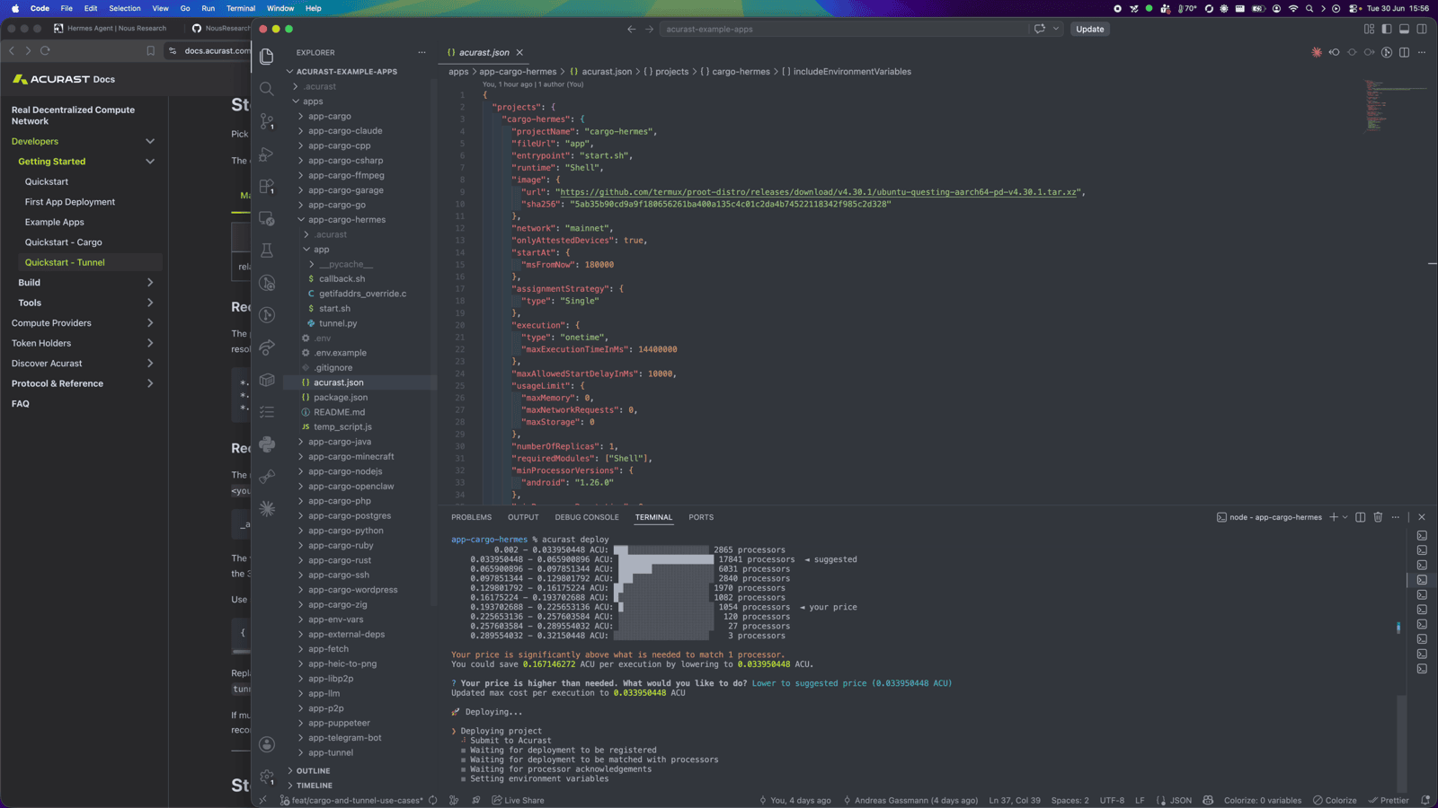 `acurast deploy` — accept the suggested fee