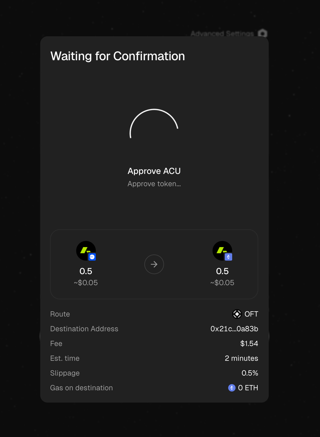 Stargate waiting for token approval